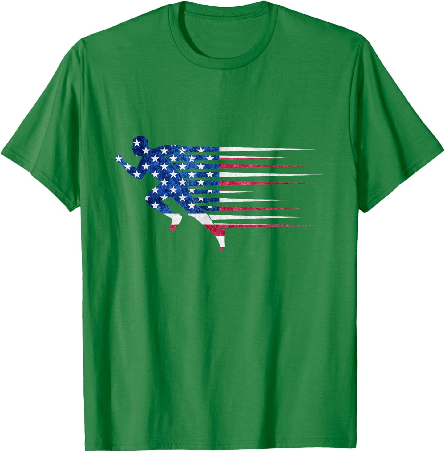Patriotic Running USA American Flag Track and Field Team T-Shirt - T-Shirt | Irish Green