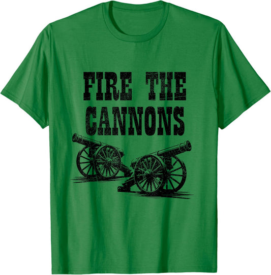 Fire The Cannons Cool Retro Vintage Double Cannon Classic T-Shirt - T-Shirt | Irish Green