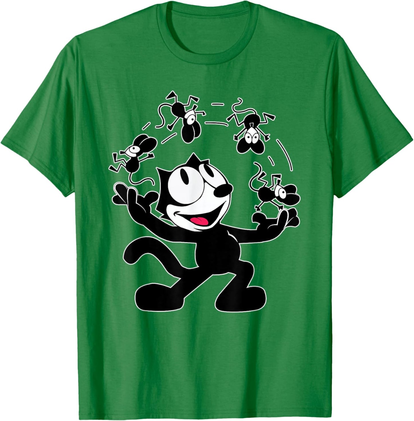 Felix Cat Juggling Mice Vintage Cartoon Retro Graphic Fun T-Shirt - T-Shirt | Irish Green