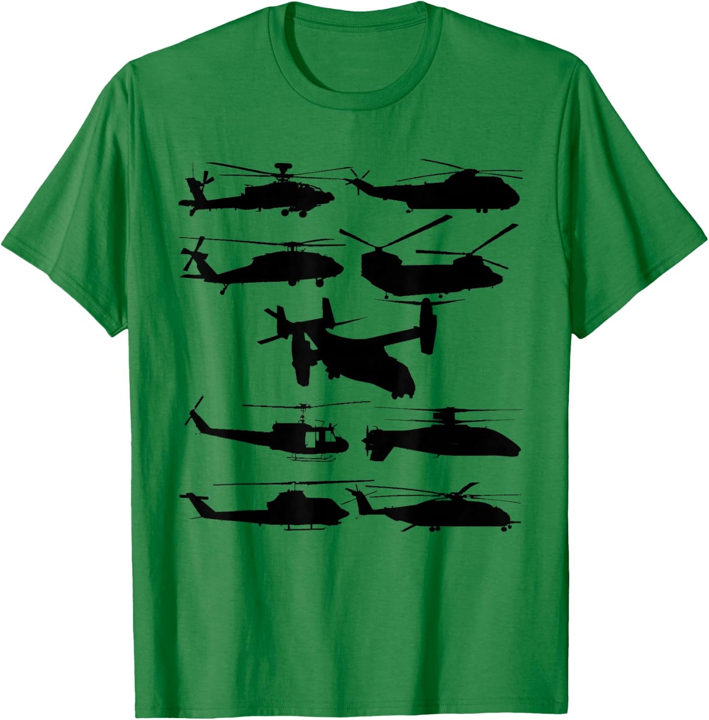 US Helicopters UH-1 Huey UH-60 Blackhawk AH-64 Apache Gift T-Shirt - T-Shirt | Irish Green