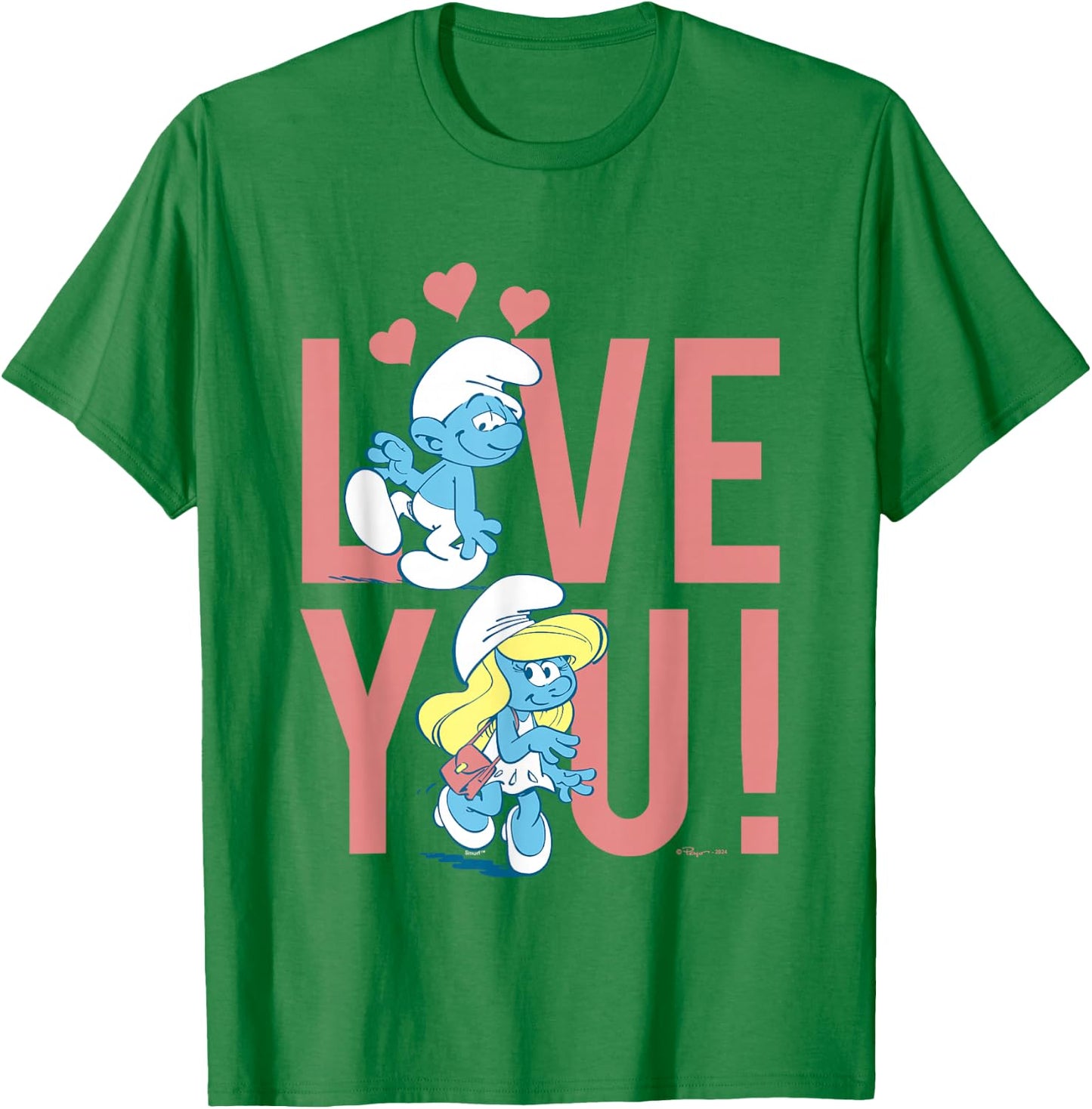 The Smurfs Valentine's Day Love You! Smurfs In Love Big Logo T-Shirt - T-Shirt | Irish Green