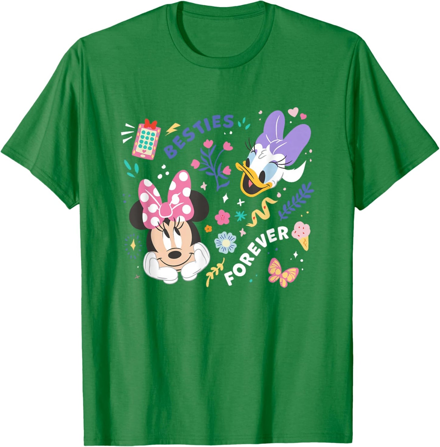 Disney Mickey And Friends Minnie & Daisy Besties Forever T-Shirt - T-Shirt | Irish Green