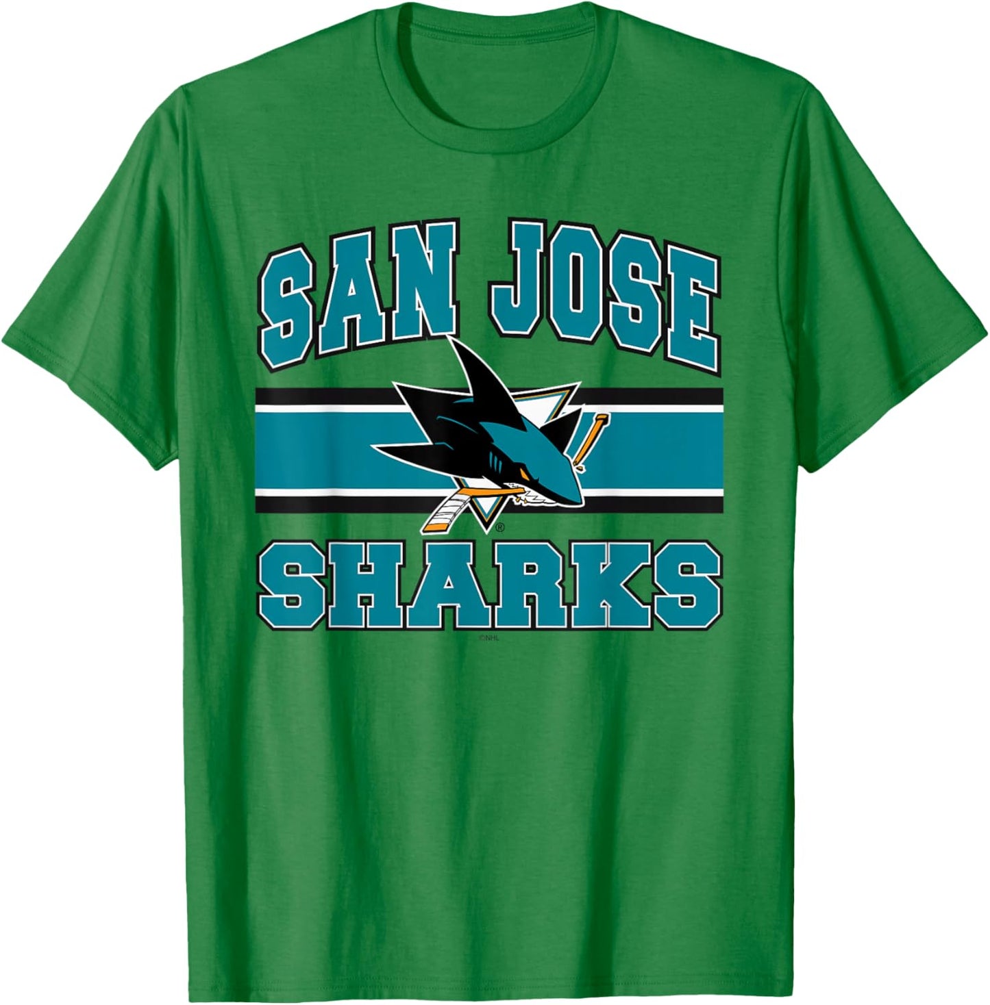 San Jose Sharks Stripe Gray Officially Licensed T-Shirt - T-Shirt | Irish Green