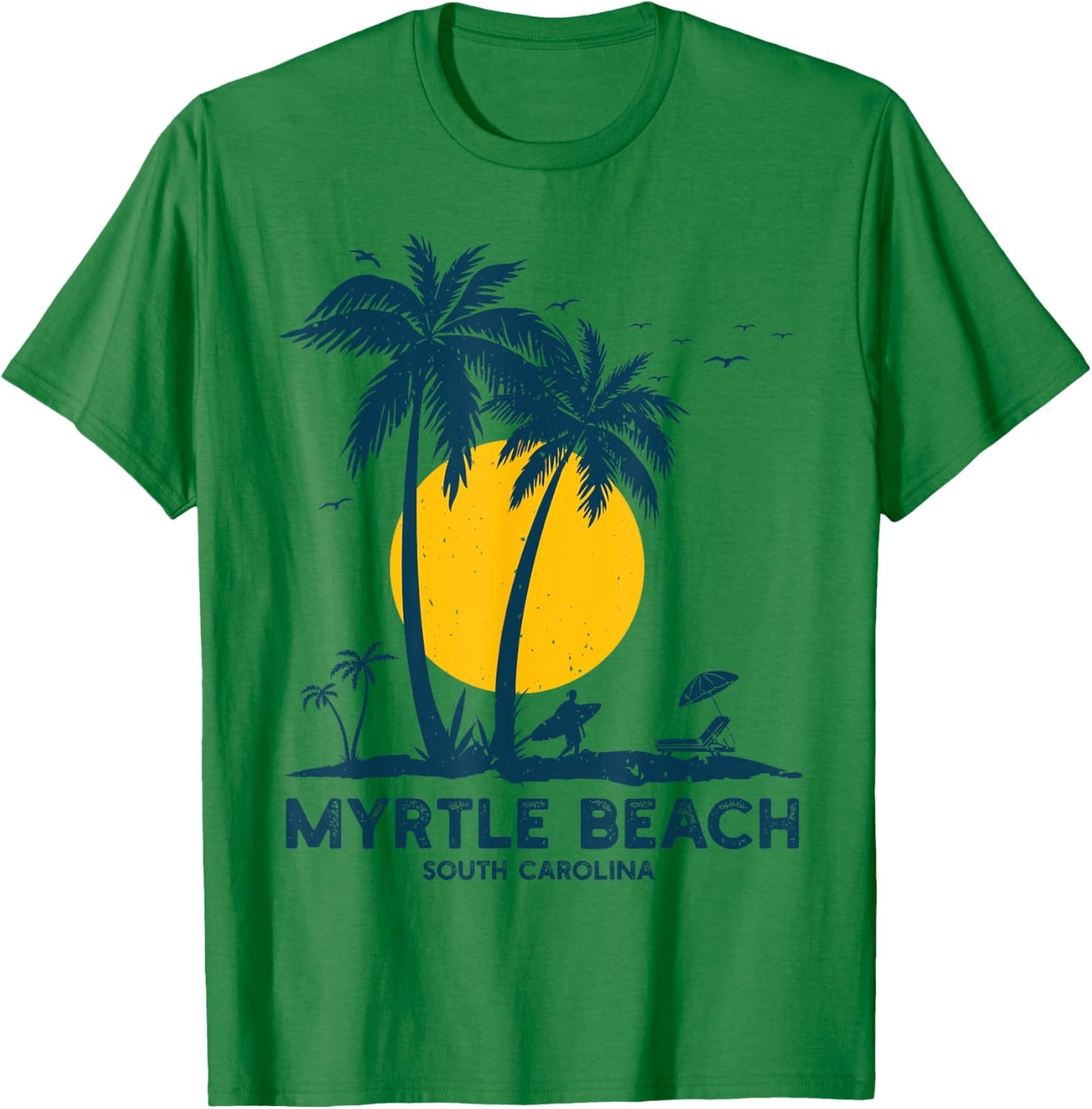 Family Vacation Retro Sunset South Carolina Myrtle Beach T-Shirt - T-Shirt | Irish Green
