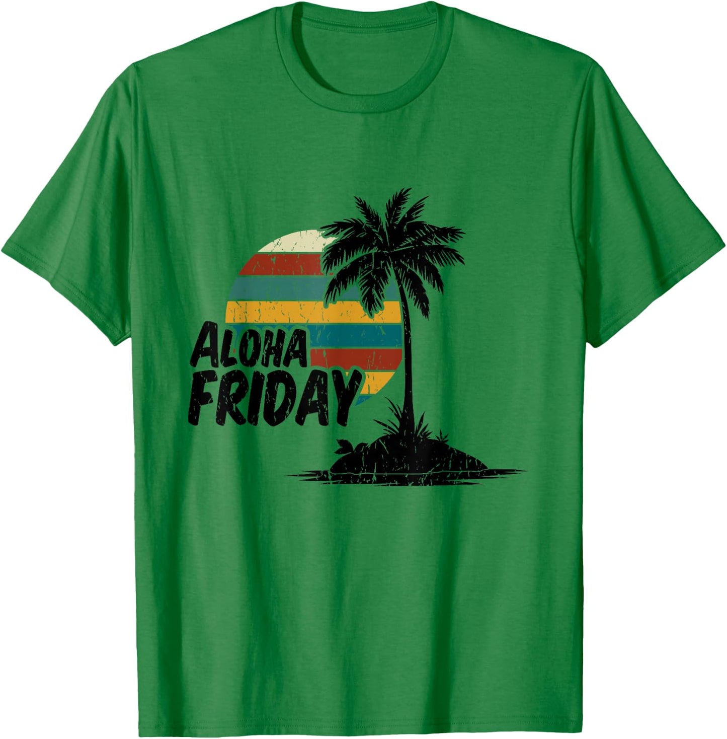 Aloha Friday Hawaiian Retro Sunset Summer Vintage T-Shirt - T-Shirt | Irish Green