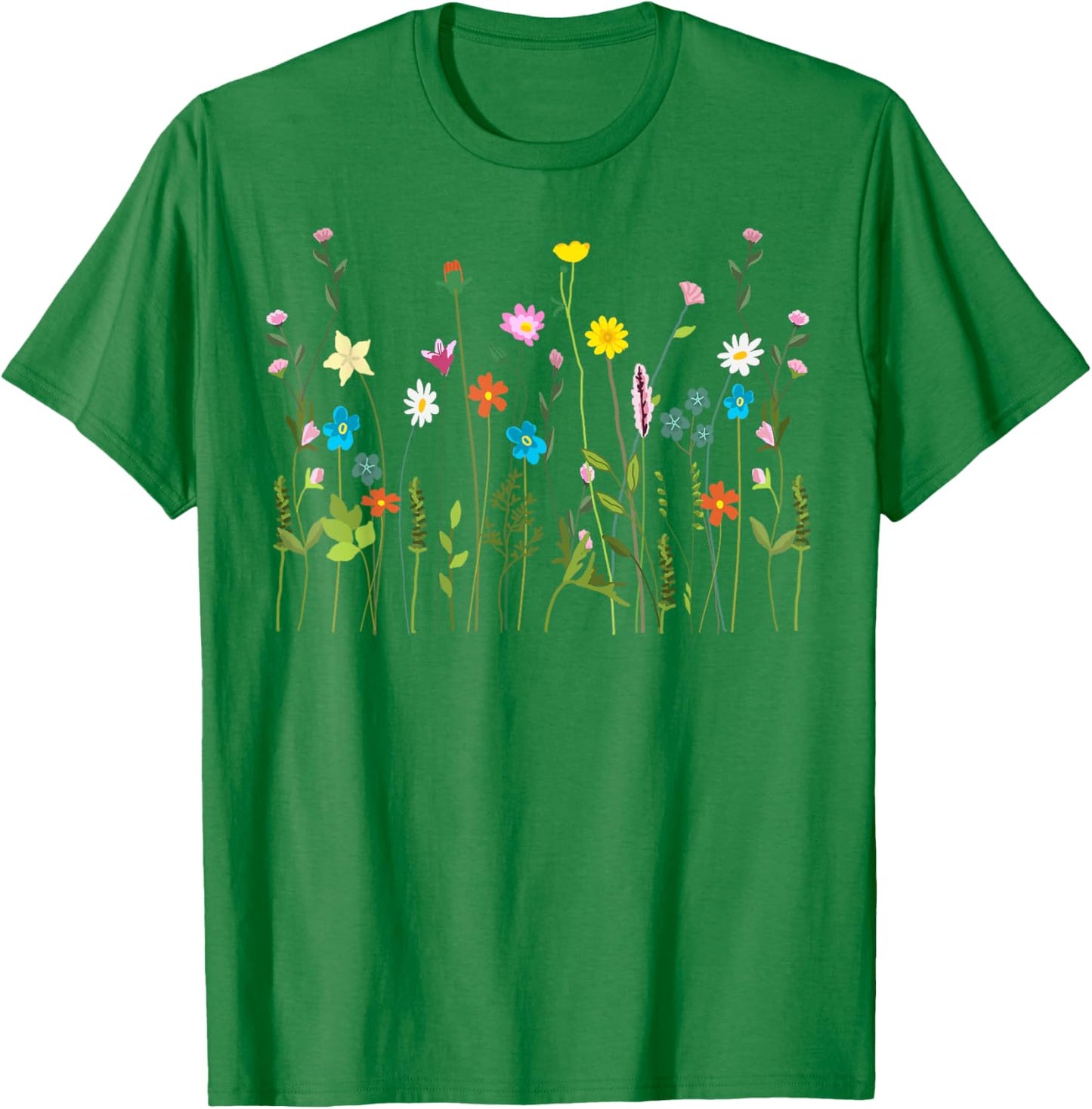 Vom Garten inspiriertes mit Blumendruck, Wildblume, Sommerblüte T-Shirt - T-Shirt | Irish Green