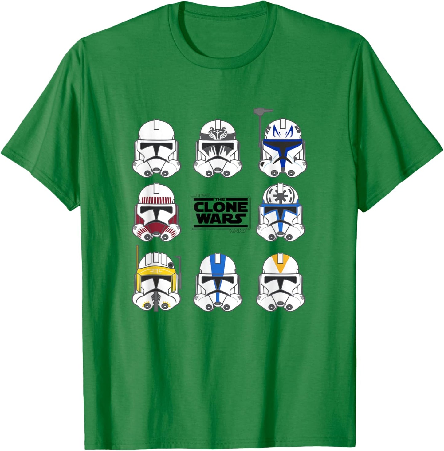 Star Wars: The Clone Wars Multiple Trooper Helmets T-Shirt - T-Shirt | Irish Green