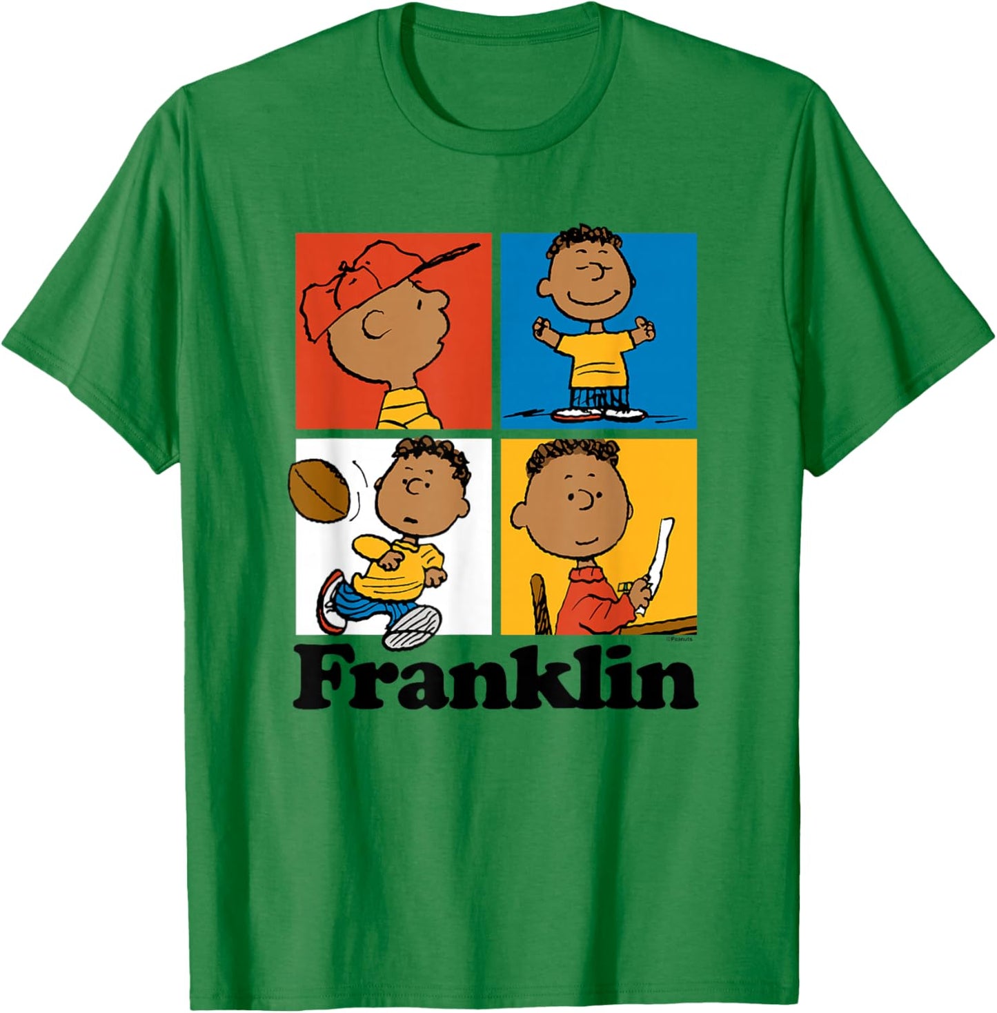 Peanuts Franklin Armstrong Grid , Blue, Small T-Shirt - T-Shirt | Irish Green