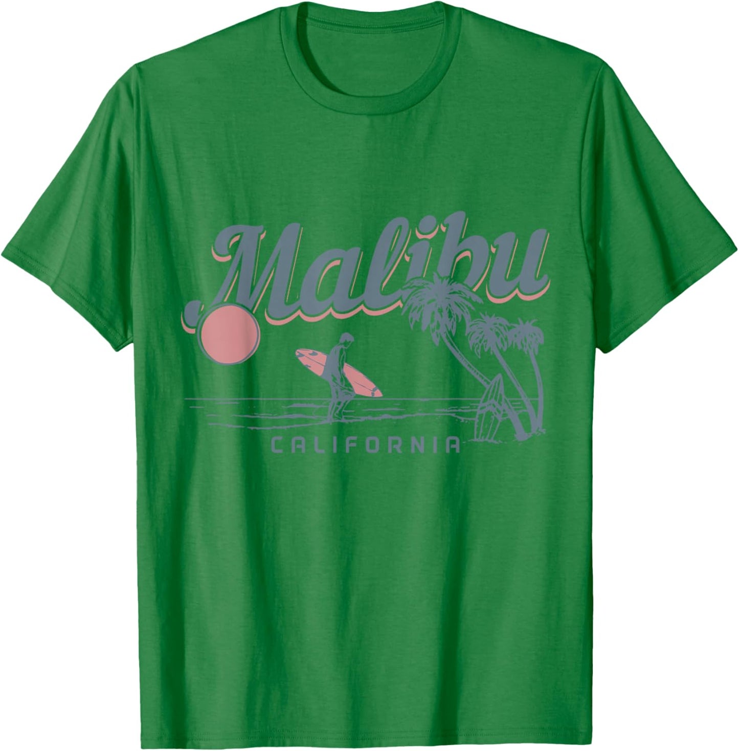 Malibu Beach California Surf Vintage Souvenir Surfing Surfer T-Shirt - T-Shirt | Irish Green