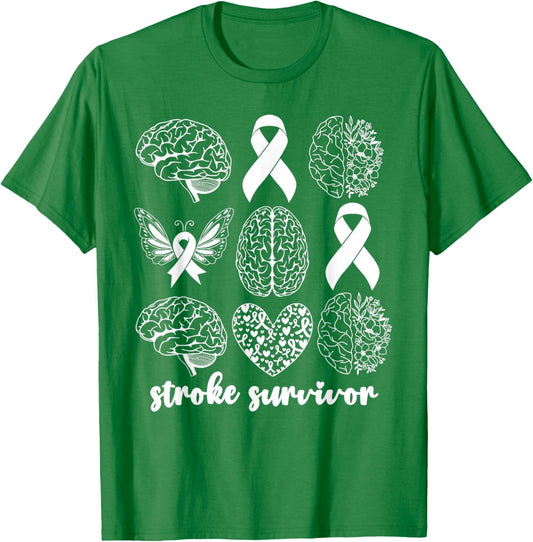 Stroke Survivor Women Brain Attack Stroke Awareness Month T-Shirt - T-Shirt | Irish Green