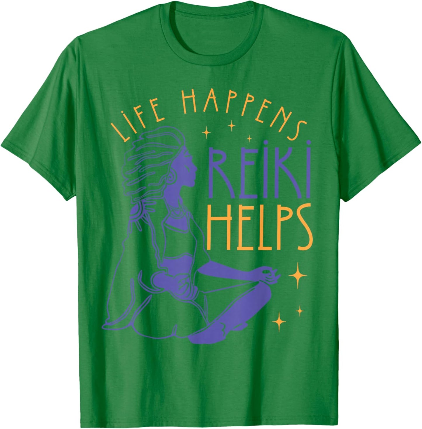 Life Happens Reiki Helps Yoga Meditation Spiritual Chakra T-Shirt - T-Shirt | Irish Green