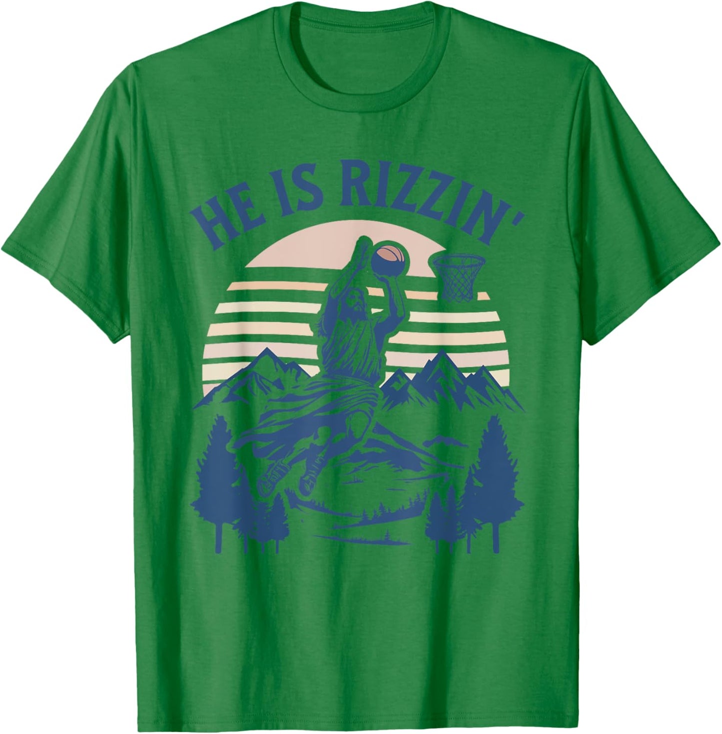 He Is Risen Rizzin' Easter Jesus Christian Faith Basketball T-Shirt - T-Shirt | Irish Green