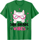 Third 3rd Grade Vibes Back to School Cute Cat Cute For Girls T-Shirt - T-Shirt | Irish Green
