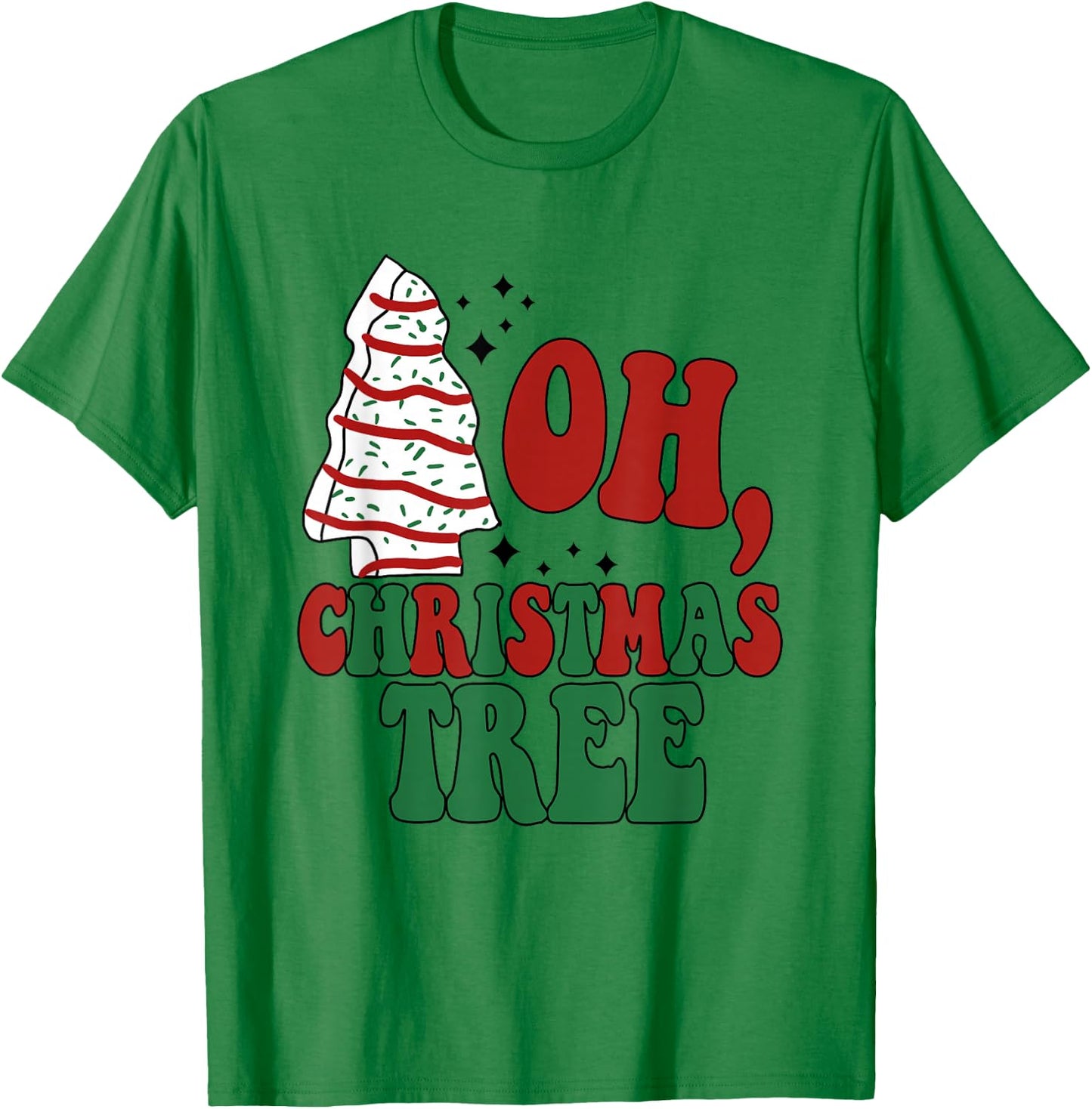 Oh Christmas Tree Cakes Debbie Becky Jen Groovy Retro Pajama T-Shirt - T-Shirt | Irish Green