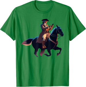 Paul Revere Texting On His Famous Ride T-Shirt - T-Shirt | Irish Green