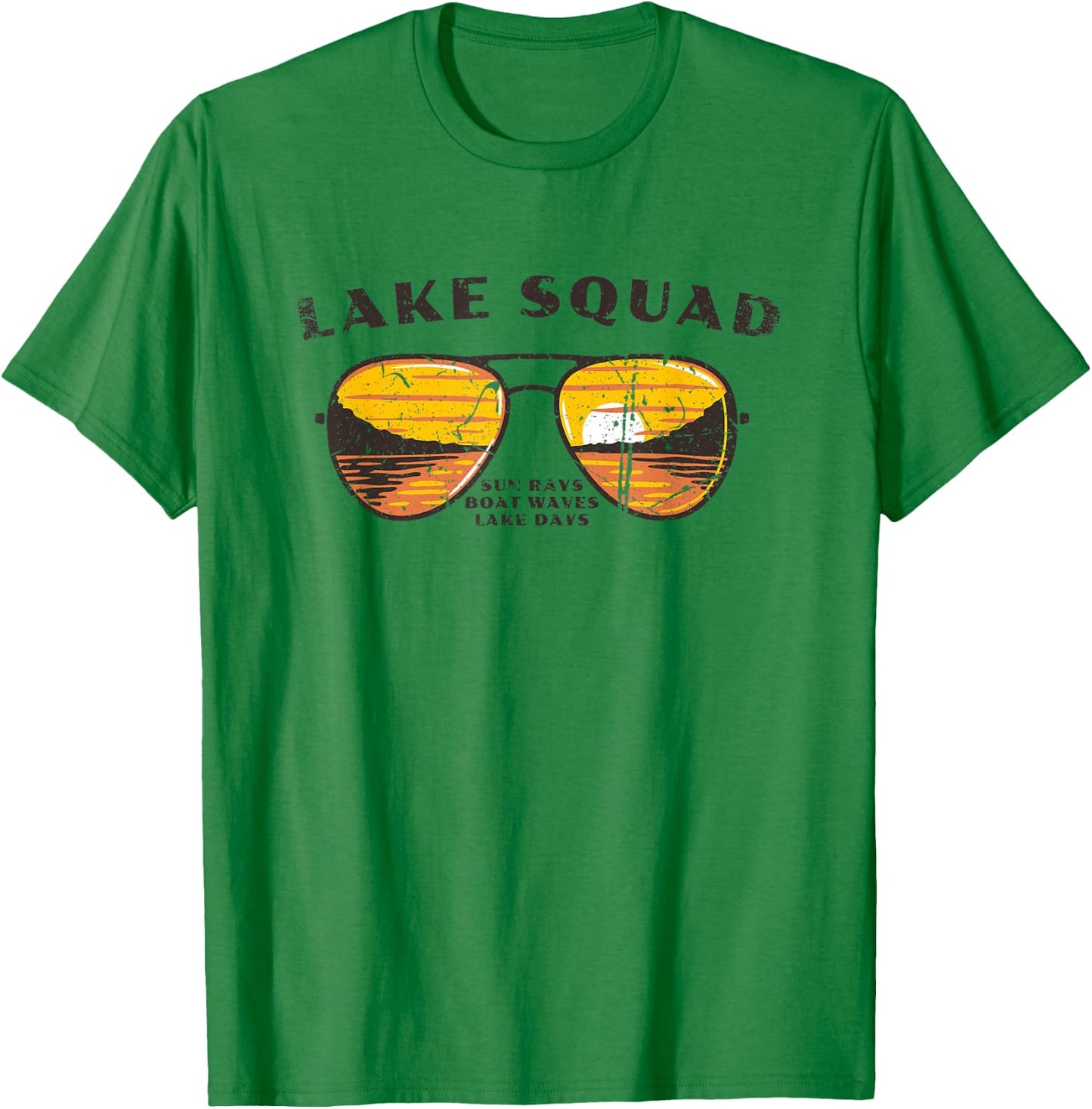 Lake Squad Matching Group Sunset Scene Sunglasses T-Shirt - T-Shirt | Irish Green