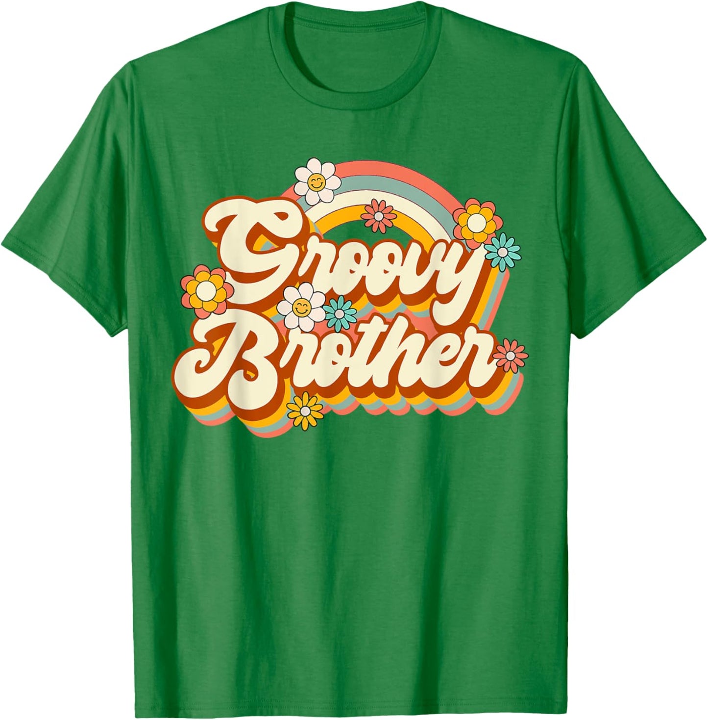 Retro Groovy Brother Family Birthday 60s 70s Hippie Costume T-Shirt - T-Shirt | Irish Green