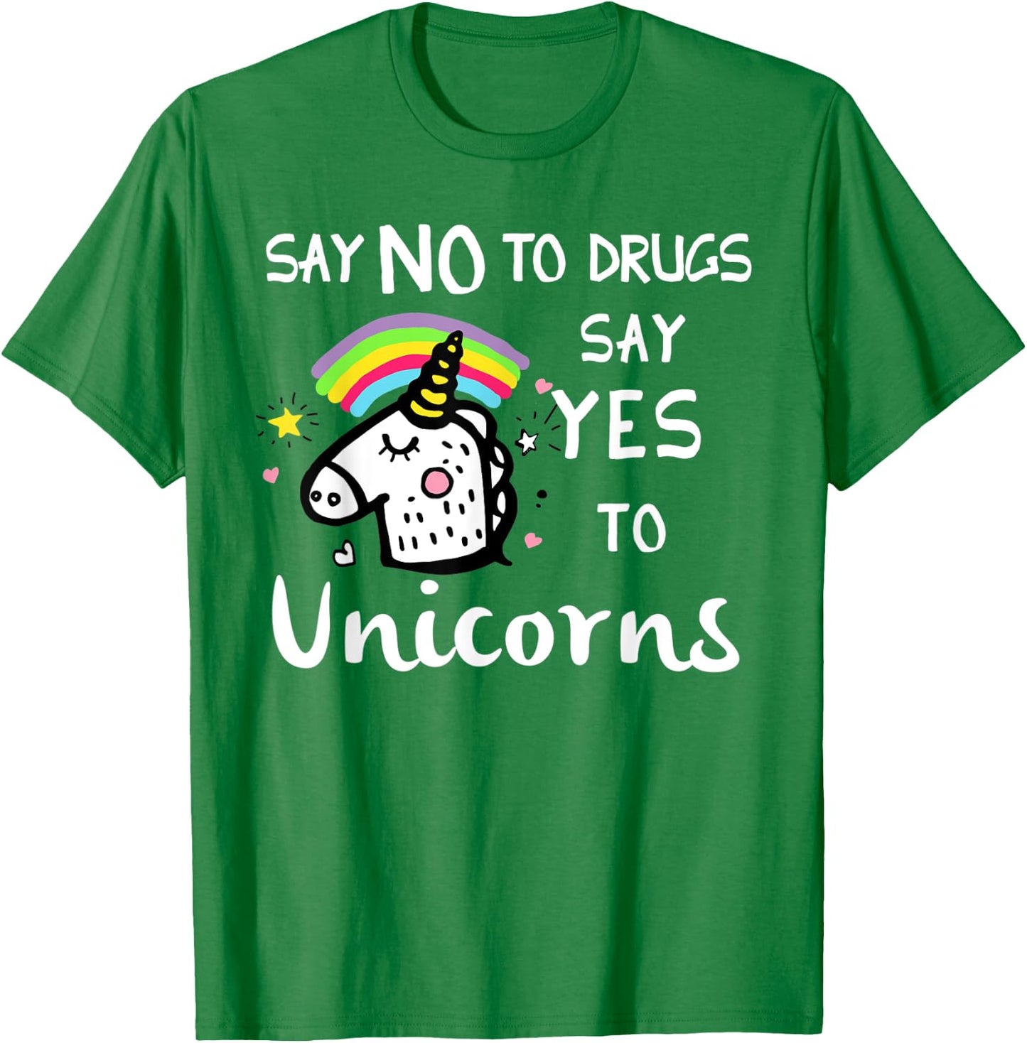 Red Ribbon Week Kids Youth Say No Say Yes to Unicorns T-Shirt - T-Shirt | Irish Green