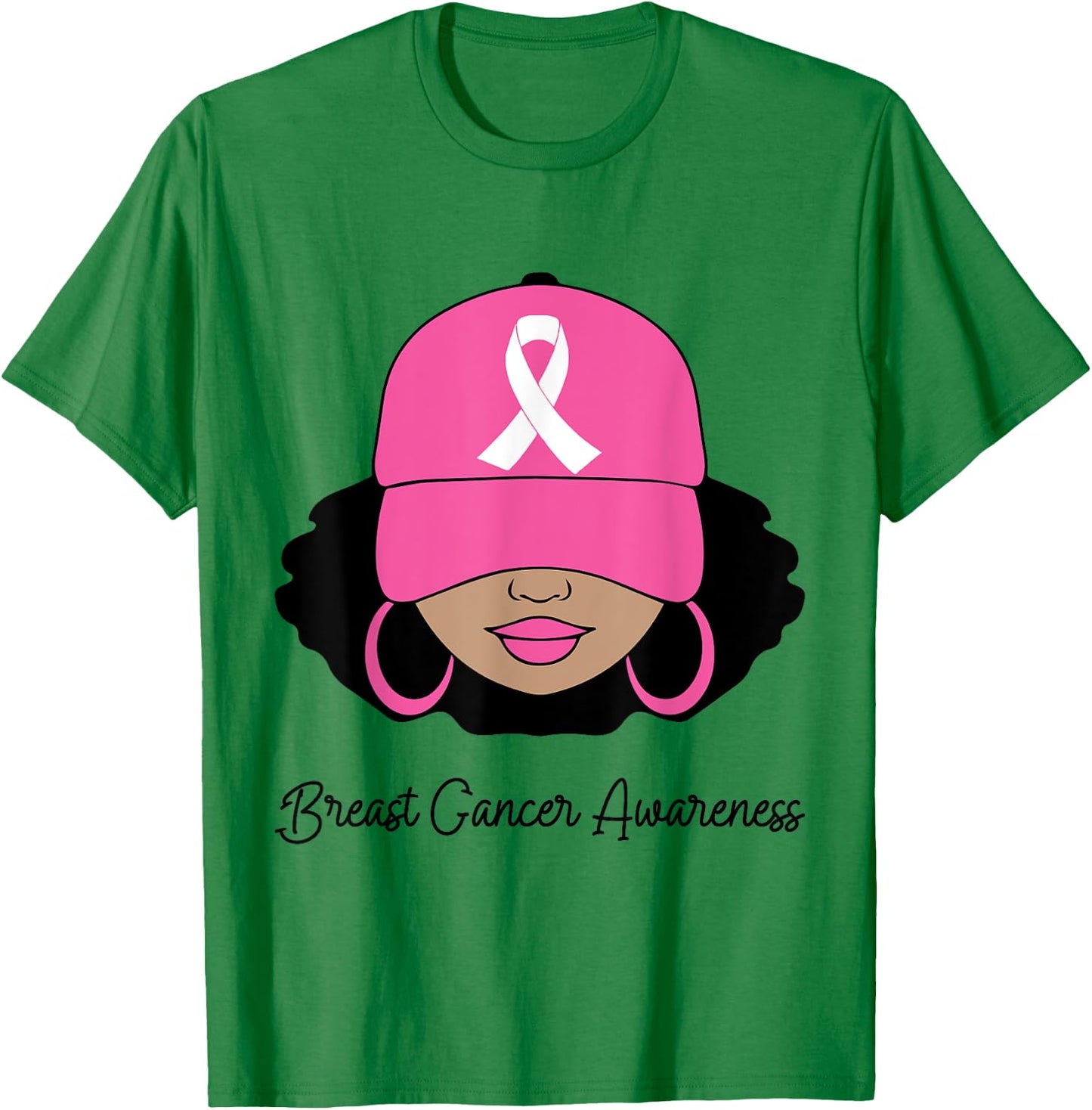 Black Women Pink Breast Cancer Awareness Warrior Women Girls T-Shirt - T-Shirt | Irish Green