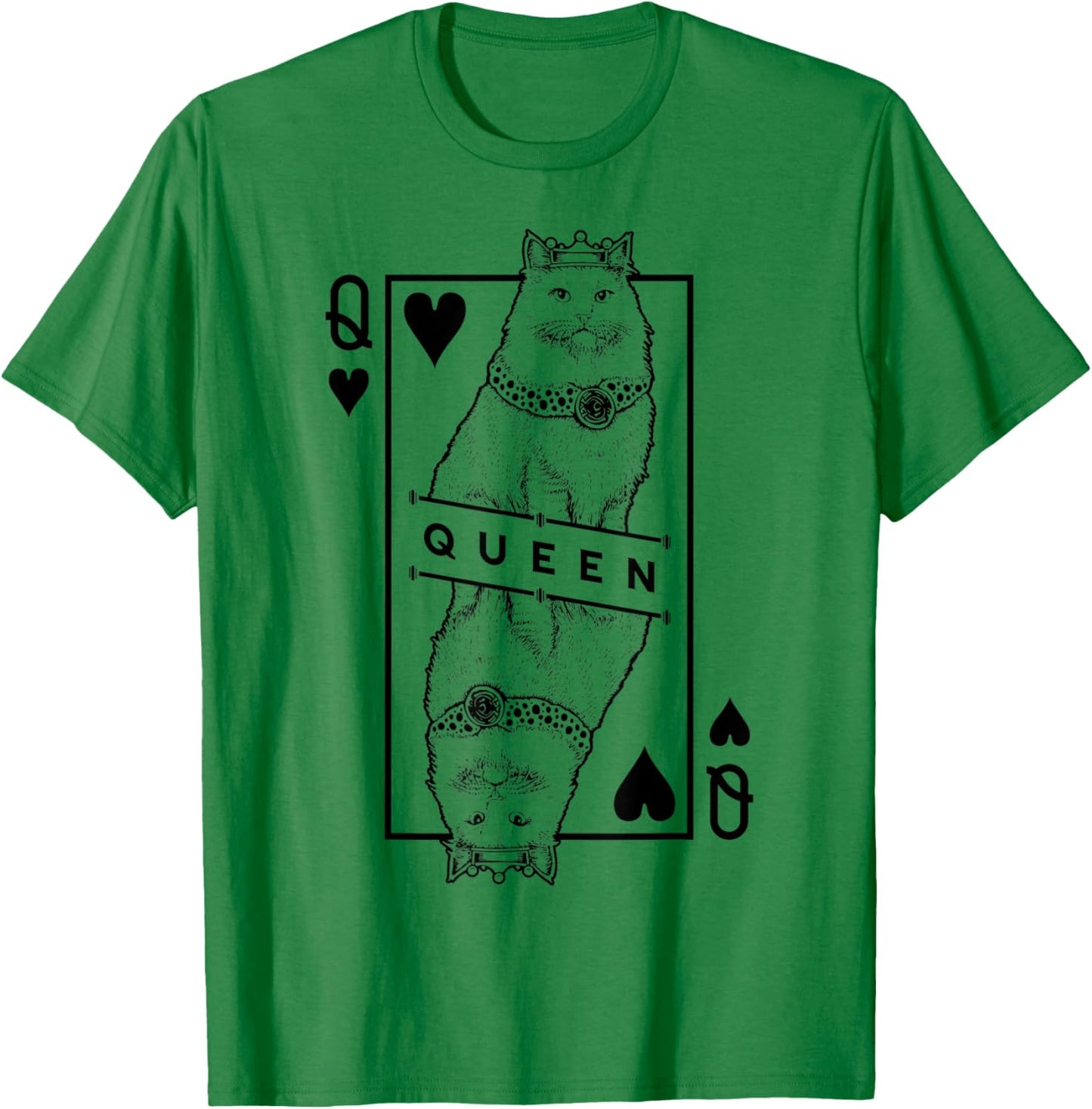 Siberian Cat Lover Queen Of Hearts Funny Pop Art T-Shirt - T-Shirt | Irish Green