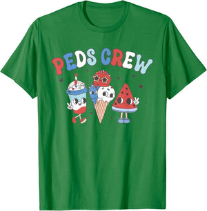 Retro PEDS Crew 4th Of July Popsicle Pediatric Nurse Women T-Shirt - T-Shirt | Irish Green