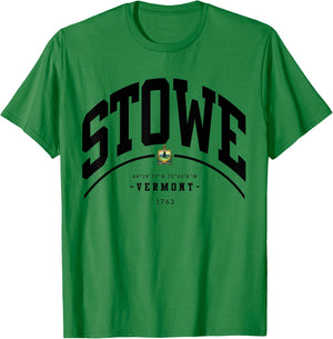 Stowe Vermont Hiking Stowe Souvenir Retro Mountain T-Shirt - T-Shirt | Irish Green