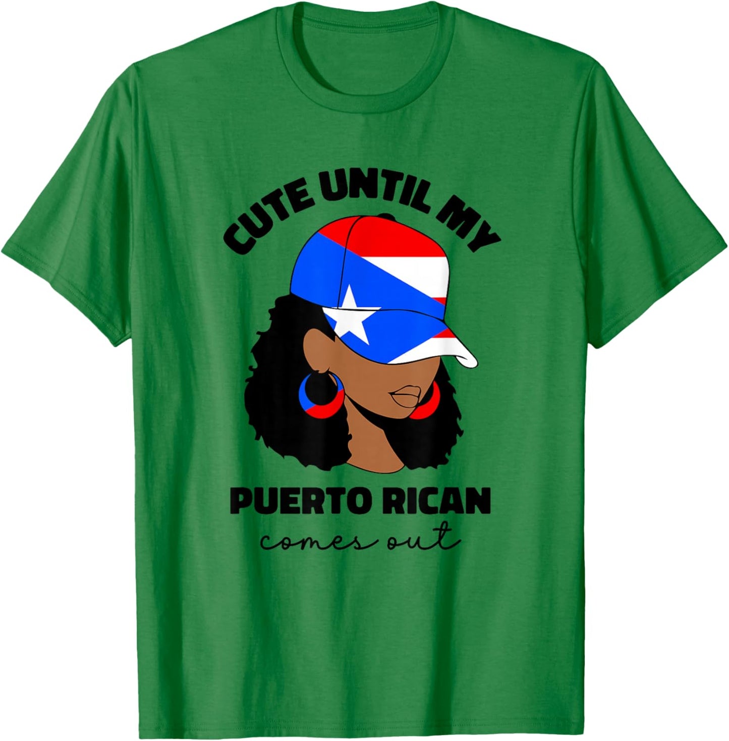 Funny Cute Puerto Rican Afro Women Boricua Puerto Rico Flag T-Shirt - T-Shirt | Irish Green