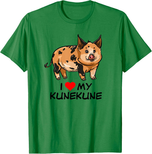 I Love My Kunekune Pig T-Shirt - T-Shirt | Irish Green
