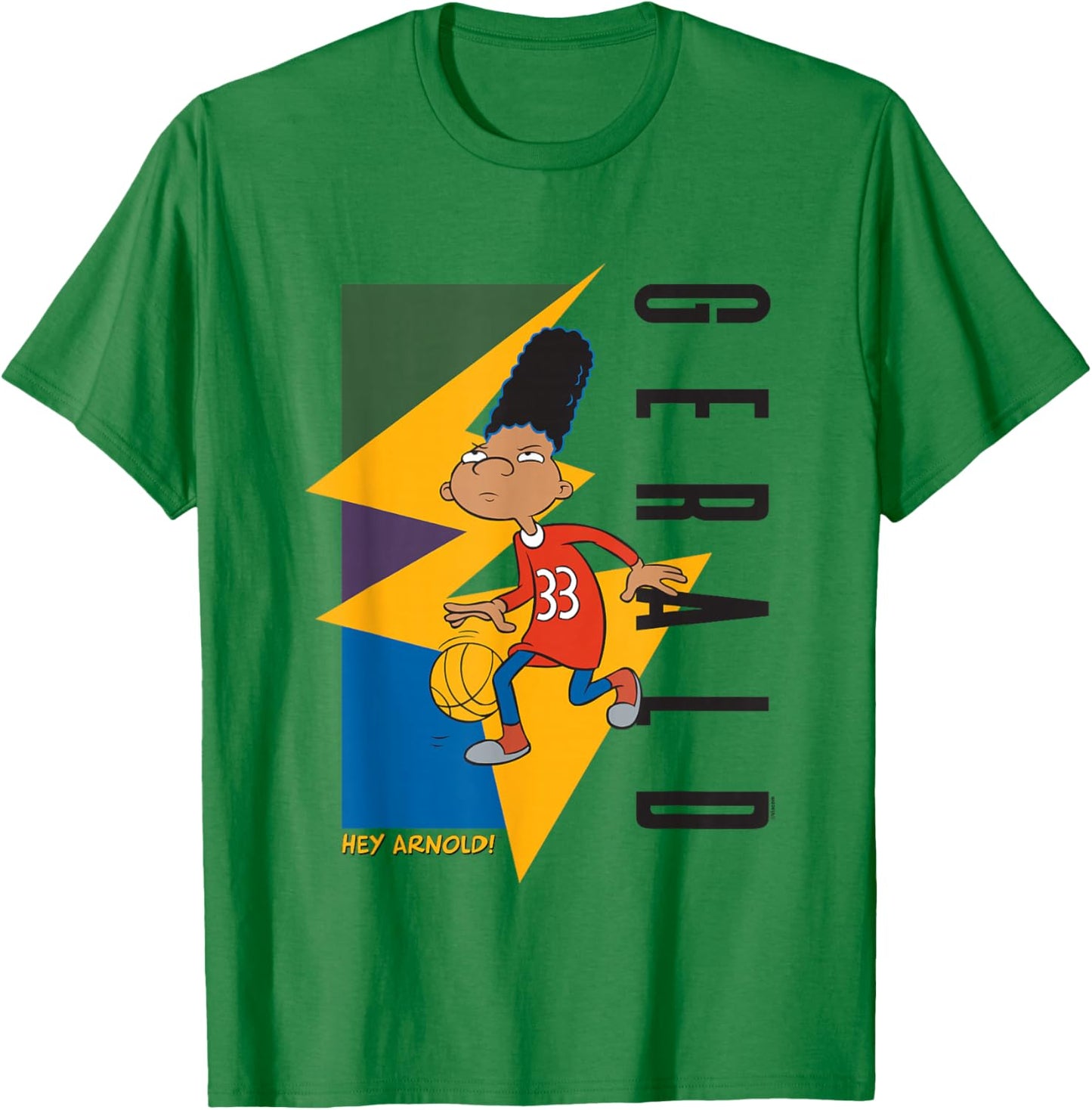 Hey Arnold! Iconic Gerald Playing 90's Vibe Big Chest Poster T-Shirt - T-Shirt | Irish Green