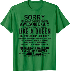 Sorry I Am Already Taken By A Freaking Awesome Guy Who Drive T-Shirt - T-Shirt | Irish Green