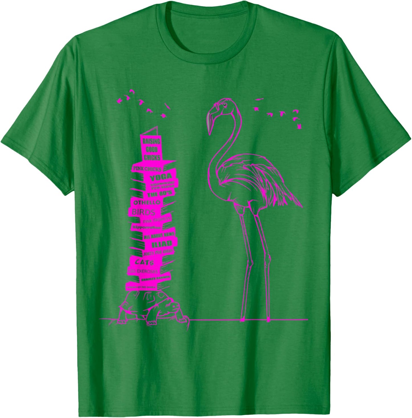 Pink Flamingo Read Books T-Shirt - T-Shirt | Irish Green