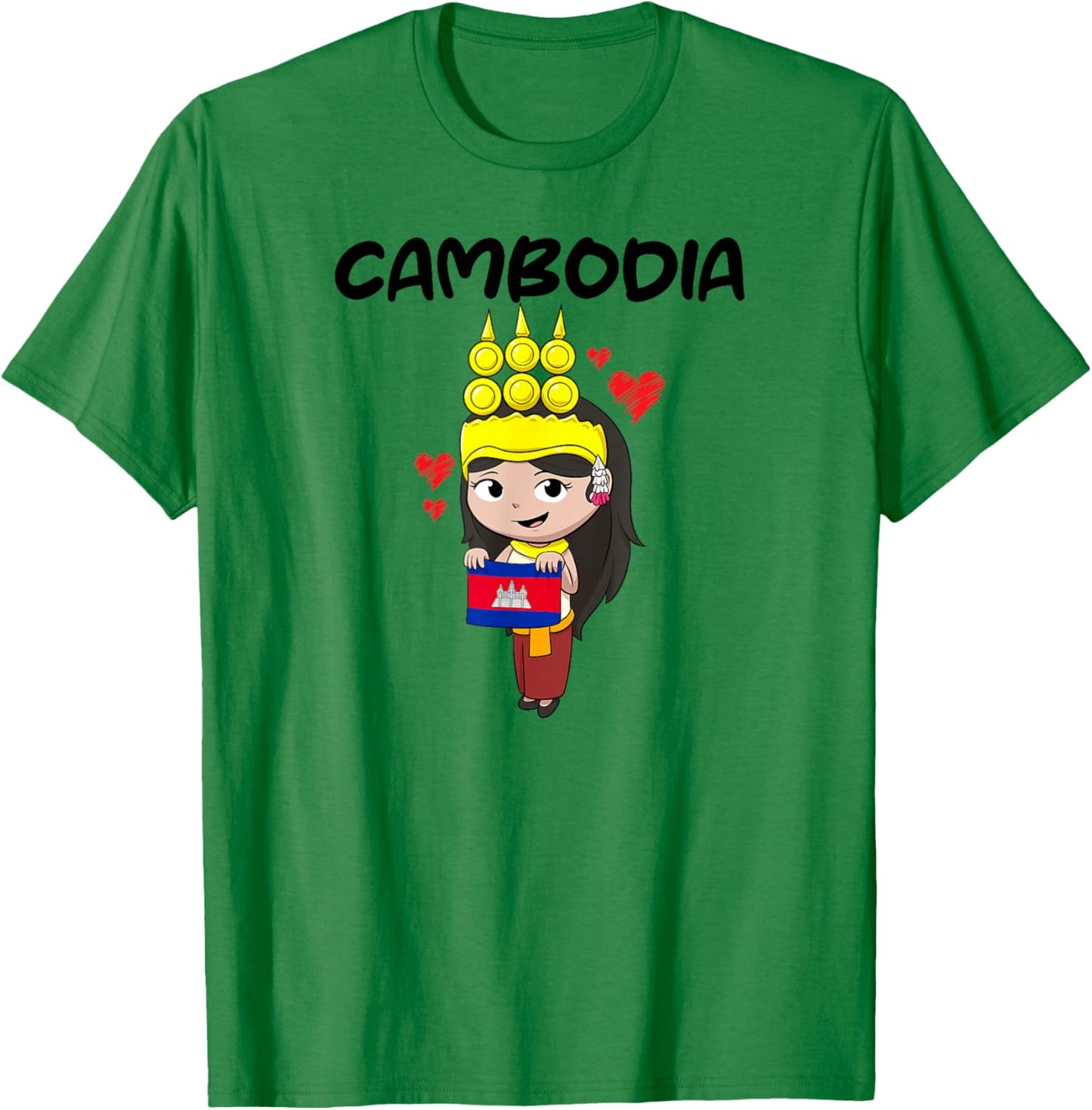 Cambodia Cambodian Khmer Apsara Traditional Dance Flag T-Shirt - T-Shirt | Irish Green