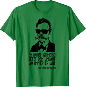 Friedrich Nietzsche Philosophy German Philosopher T-Shirt - T-Shirt | Irish Green