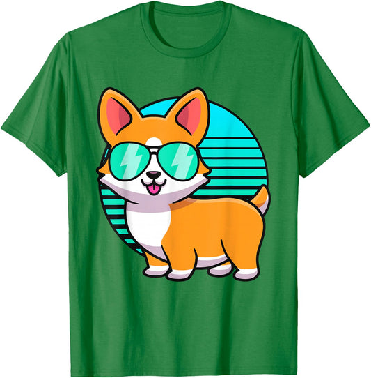 Vintage Corgi Kids Boy Girl Funny Corgi Retro Shirt T-Shirt - T-Shirt | Irish Green