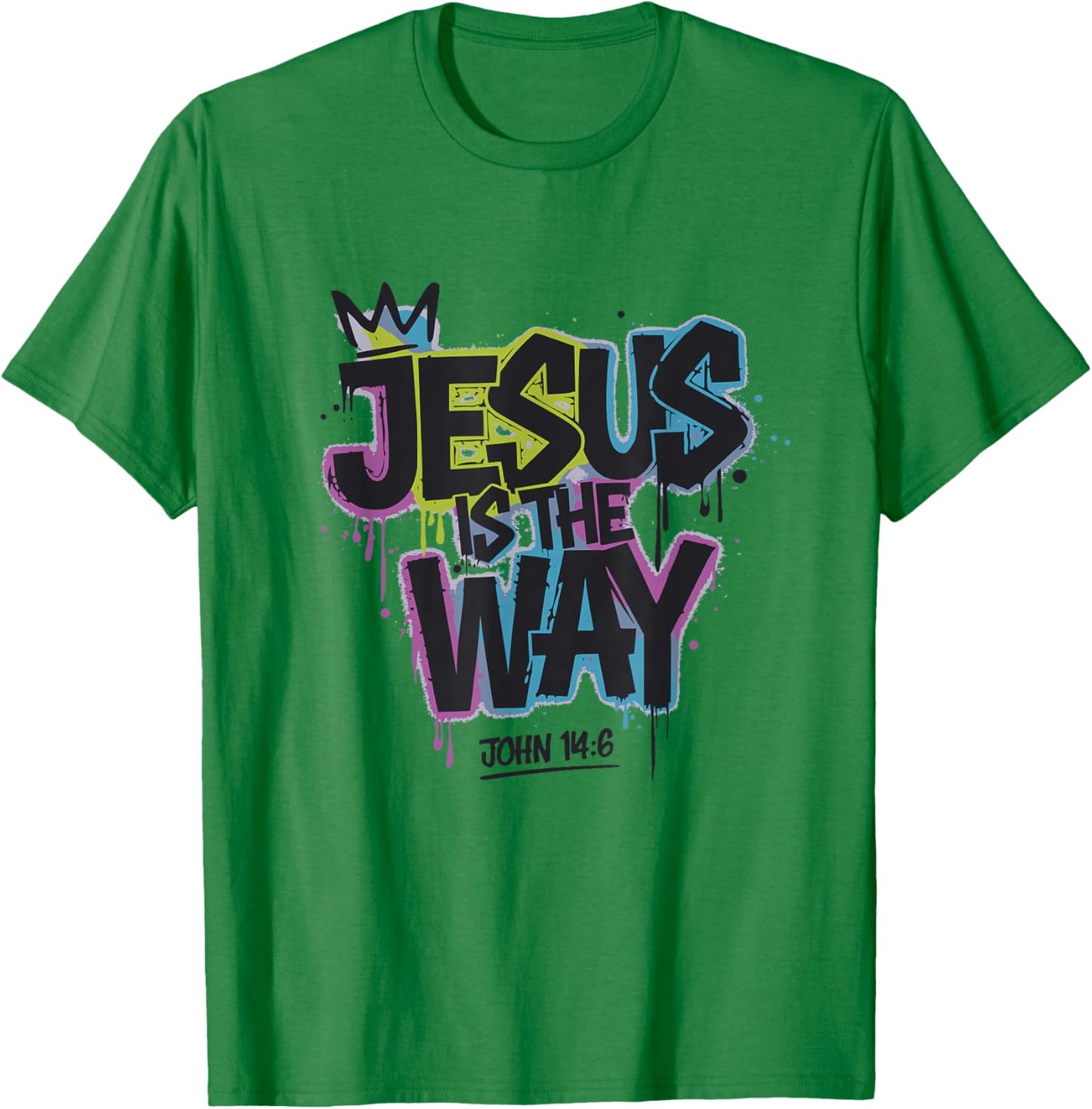 Jesus Ist Der Weg Graffiti Bibelvers T-Shirt - T-Shirt | Irish Green