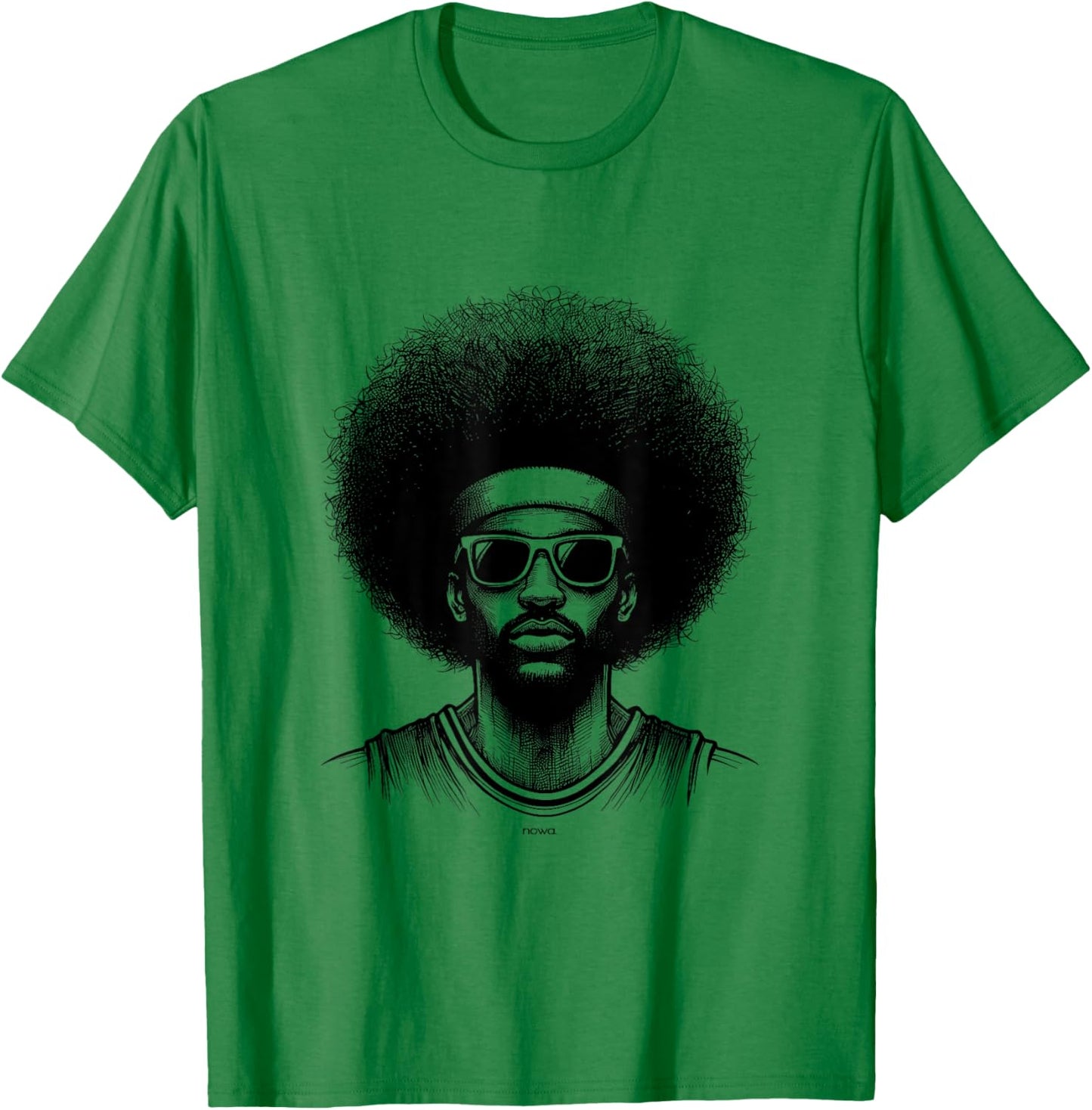 Big Afro Ad Anthony with Sunglasses and Headband Basketball T-Shirt - T-Shirt | Irish Green