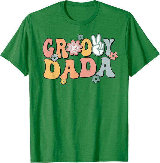 Groovy Dada Retro Dad Matching Family 1st Birthday Party T-Shirt - T-Shirt | Irish Green