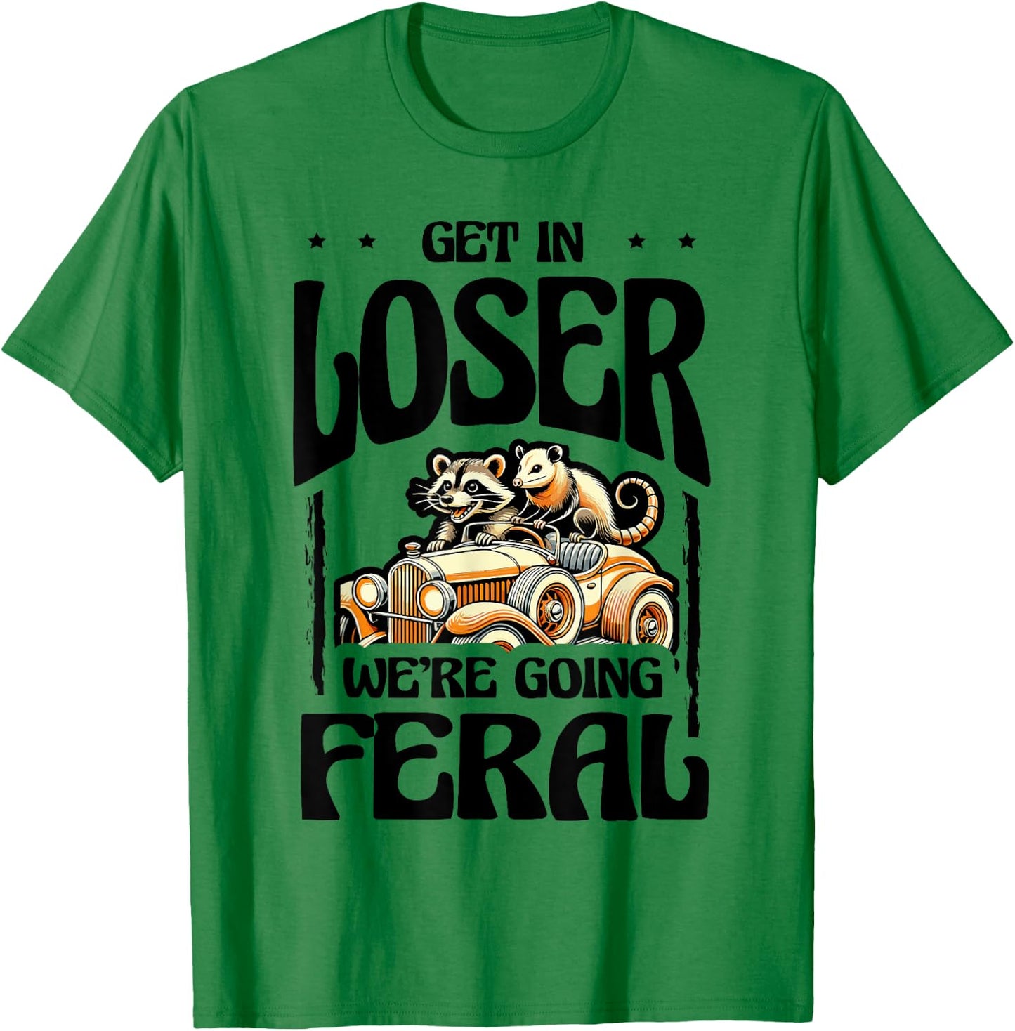 Feral Raccoon Girl Vintage Meme Summer Day Halloween T-Shirt - T-Shirt | Irish Green