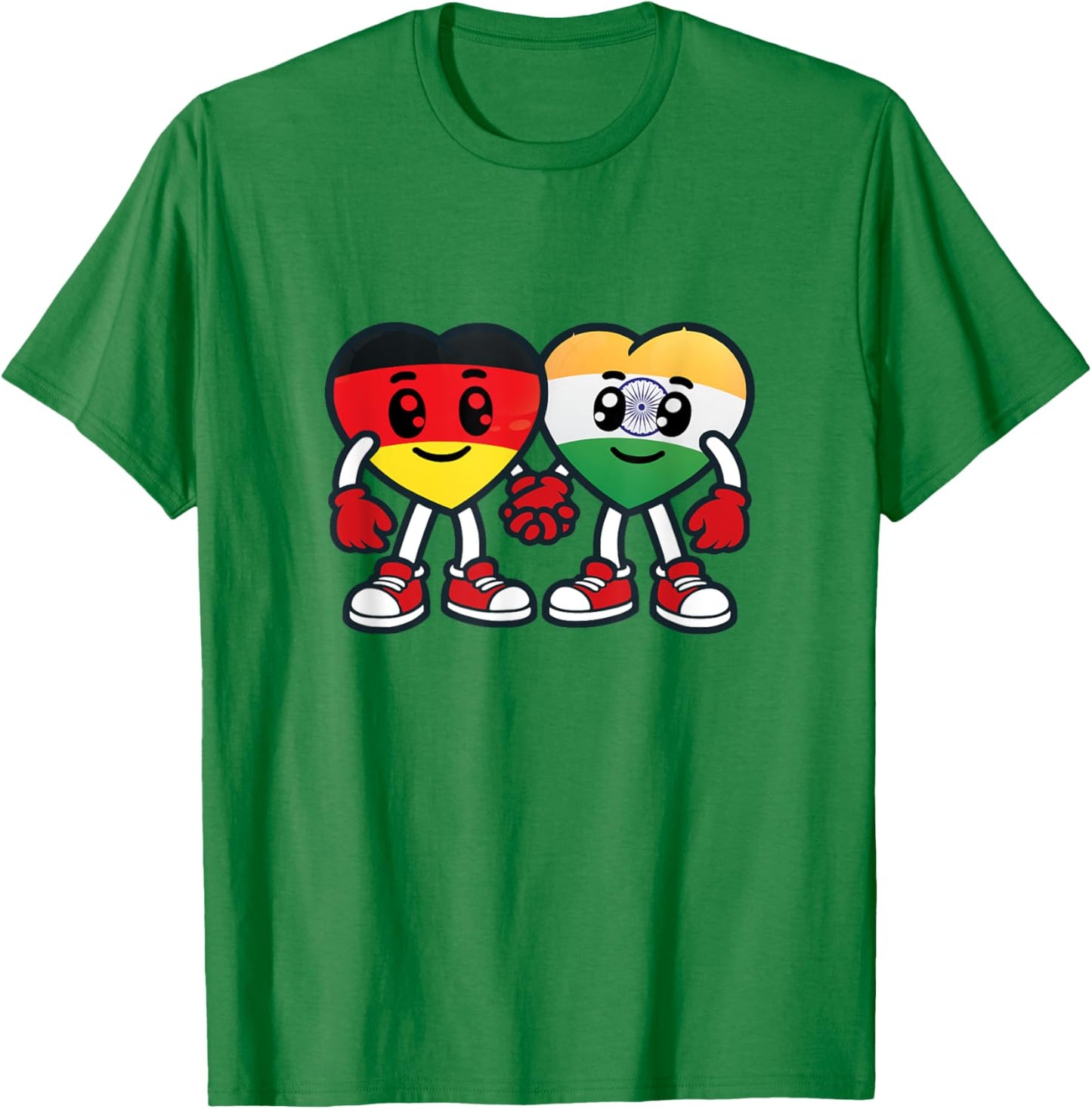 Freundschaftsherzen Deutschland Und Indien T-Shirt - T-Shirt | Irish Green