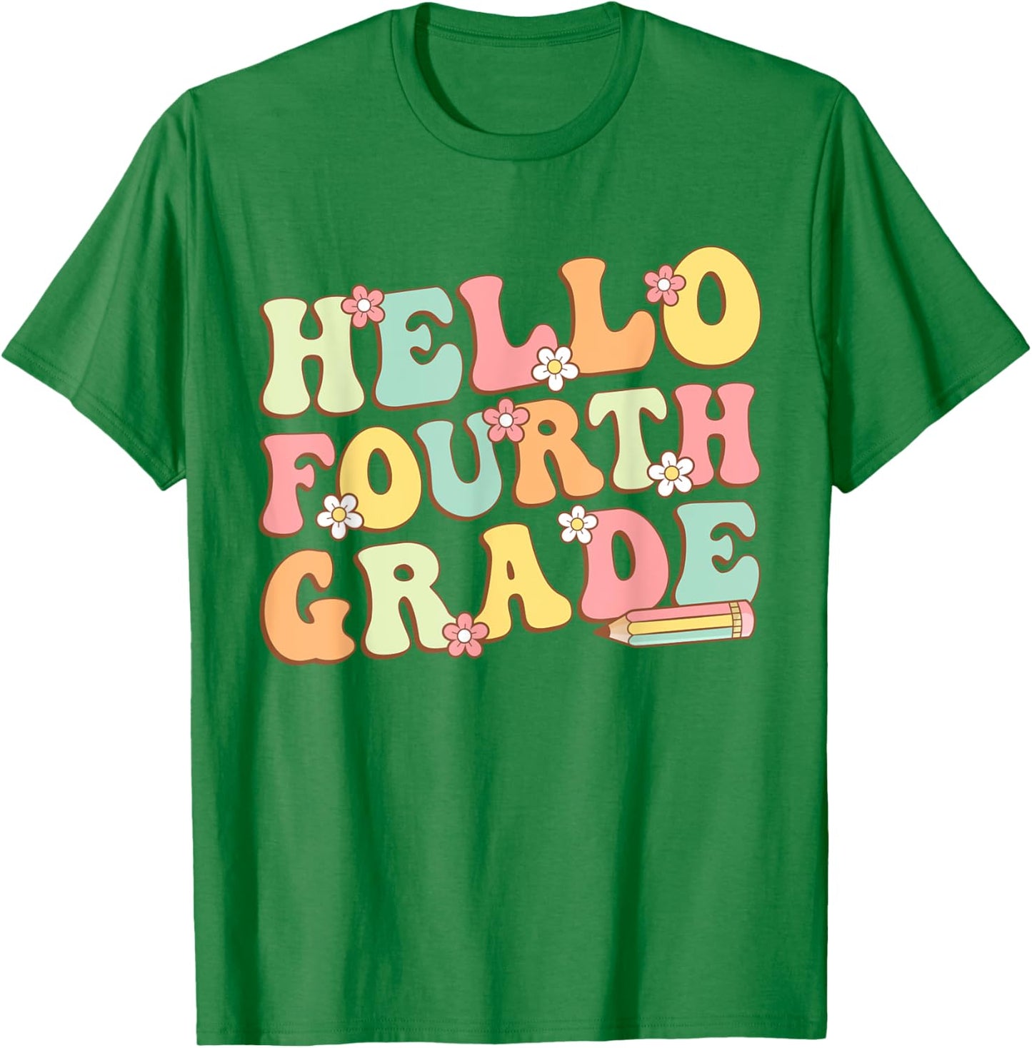 Hello Fourth Grade Team 4th Grade Teacher Girl Back School T-Shirt - T-Shirt | Irish Green