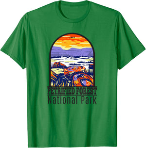 Totally Wild Designs Petrified Forest National Park Retro , Grey, Small, Classic Fit, Short Sleeve, , -Adult T-Shirt - T-Shirt | Irish Green