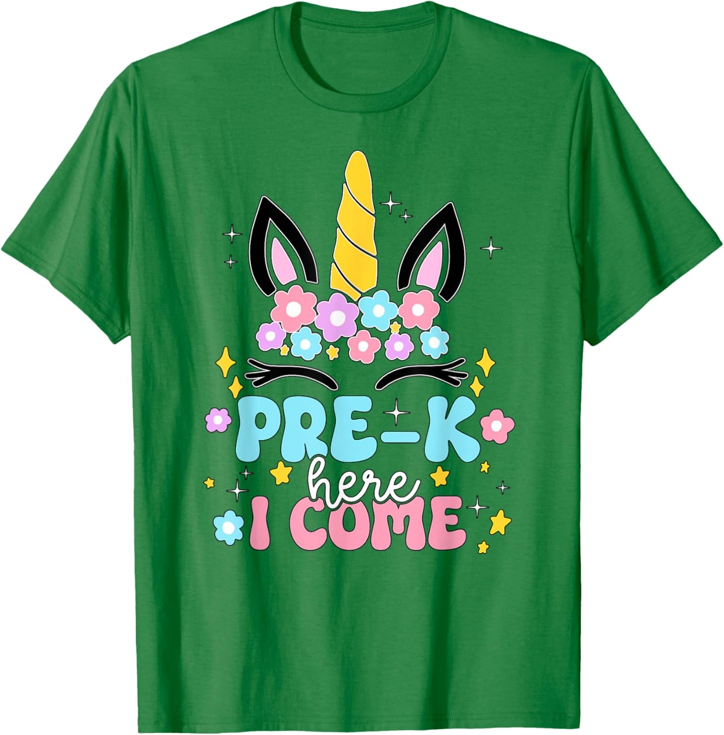 Preschool Here I Come Unicorn Girls Kids Back To School T-Shirt - T-Shirt | Irish Green