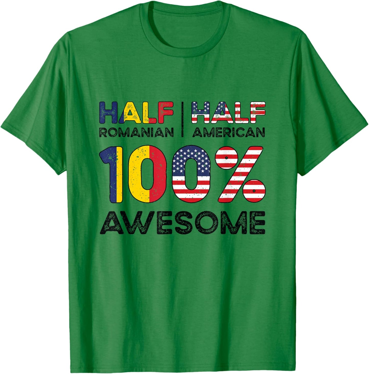 Romanian American Patriot USA Grown Romania US Flag T-Shirt - T-Shirt | Irish Green