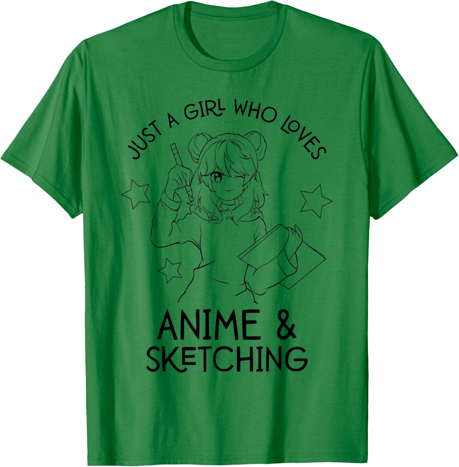 Just A Girl Who Loves Anime and Sketching Drawing Art T-Shirt - T-Shirt | Irish Green