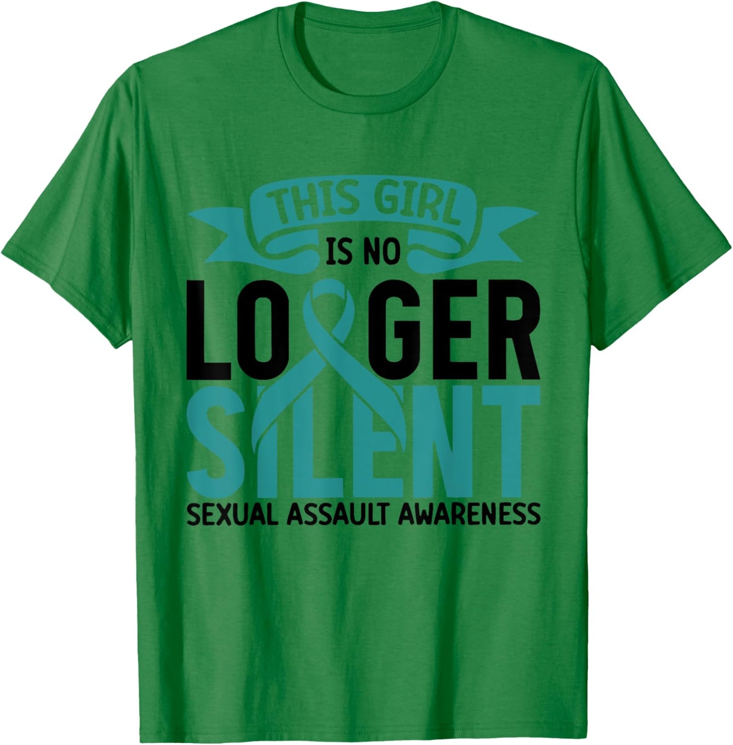 This Girl Is No Longer Silent Sexual Assault Awareness Month T-Shirt - T-Shirt | Irish Green