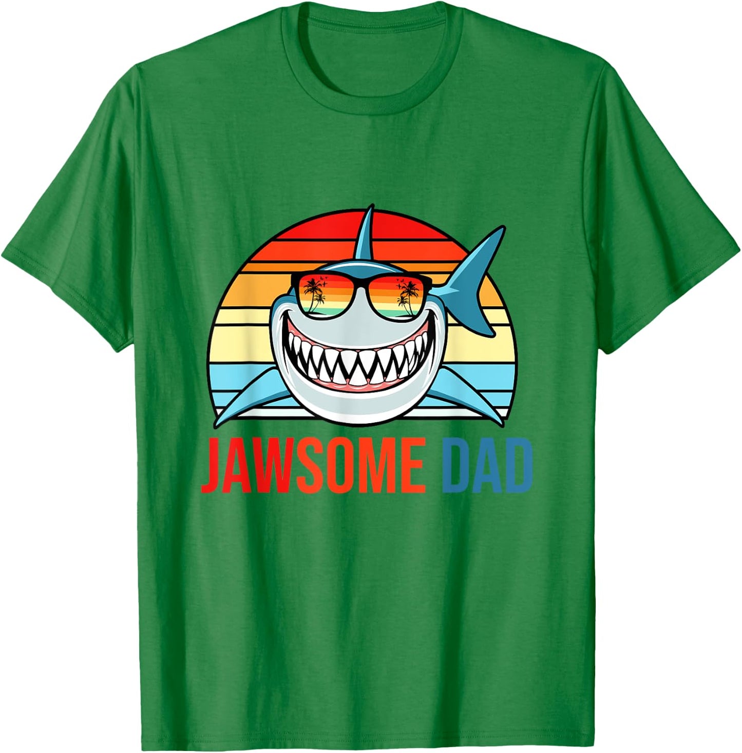 Retro Jawsome Dad Shark Funny Fathers Day Papa Daddy Husband T-Shirt - T-Shirt | Irish Green