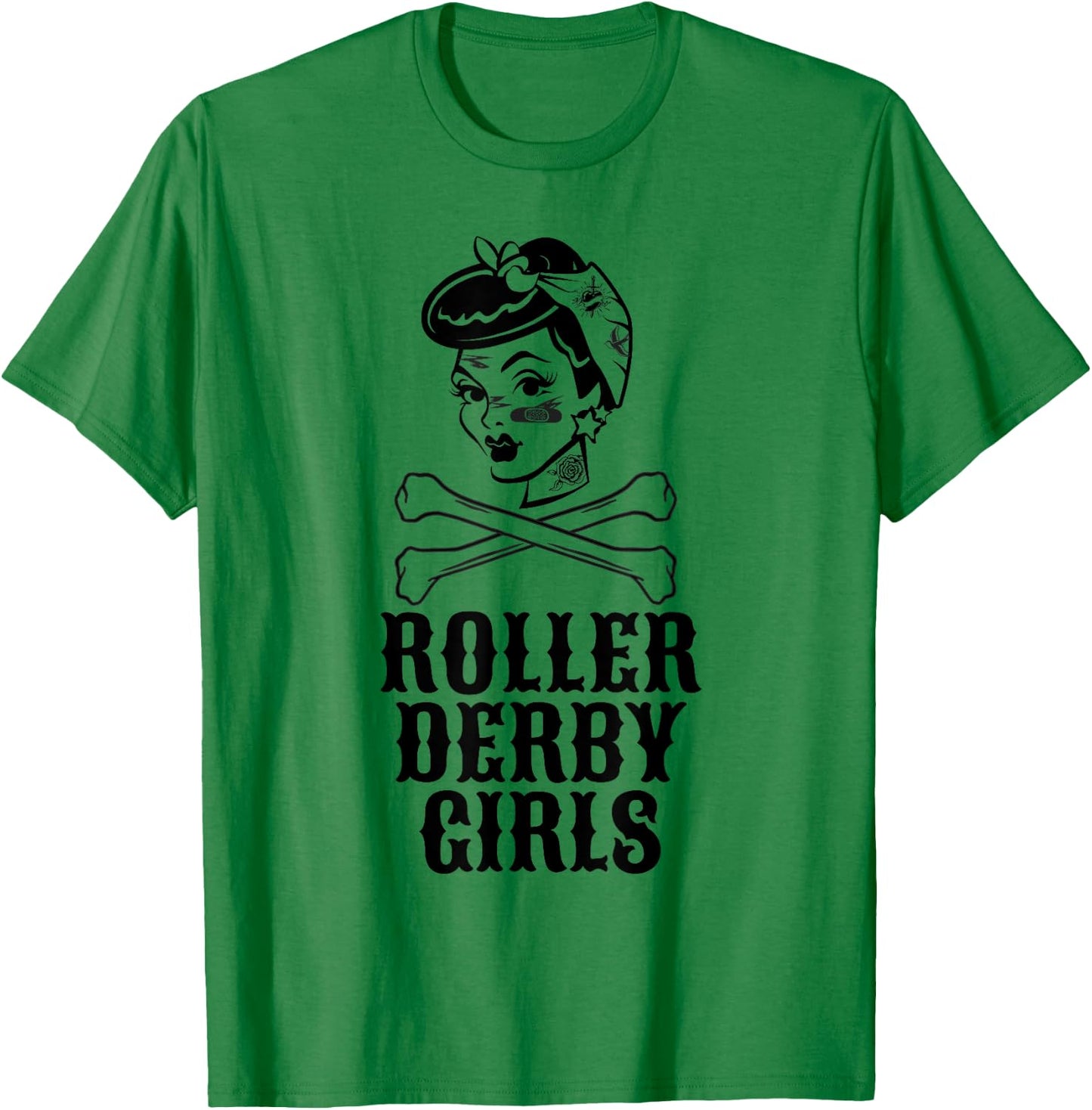 Roller Derby Girls Pinup Flat Track Roller Derby Shirt T-Shirt - T-Shirt | Irish Green