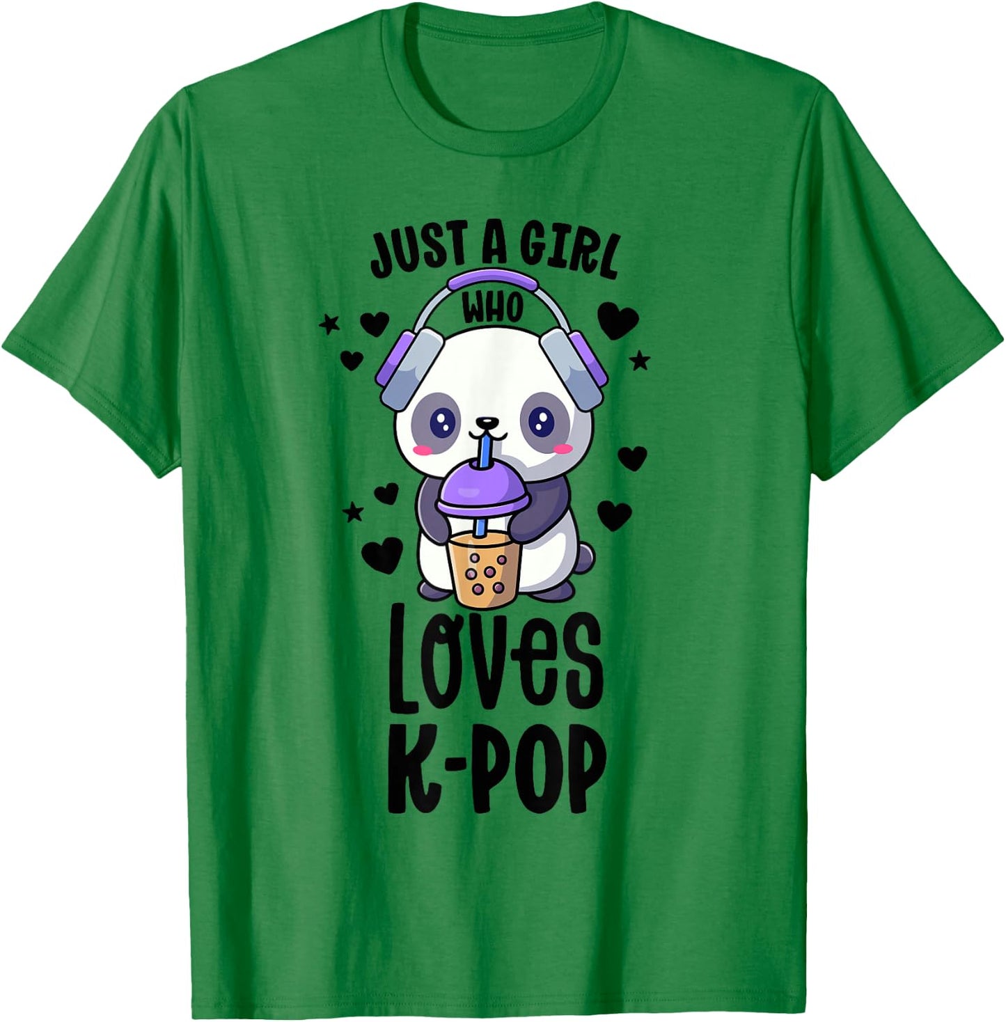 Just A Girl Who Loves K-Pop Shirt Gift Kawaii Boba And KPop T-Shirt - T-Shirt | Irish Green