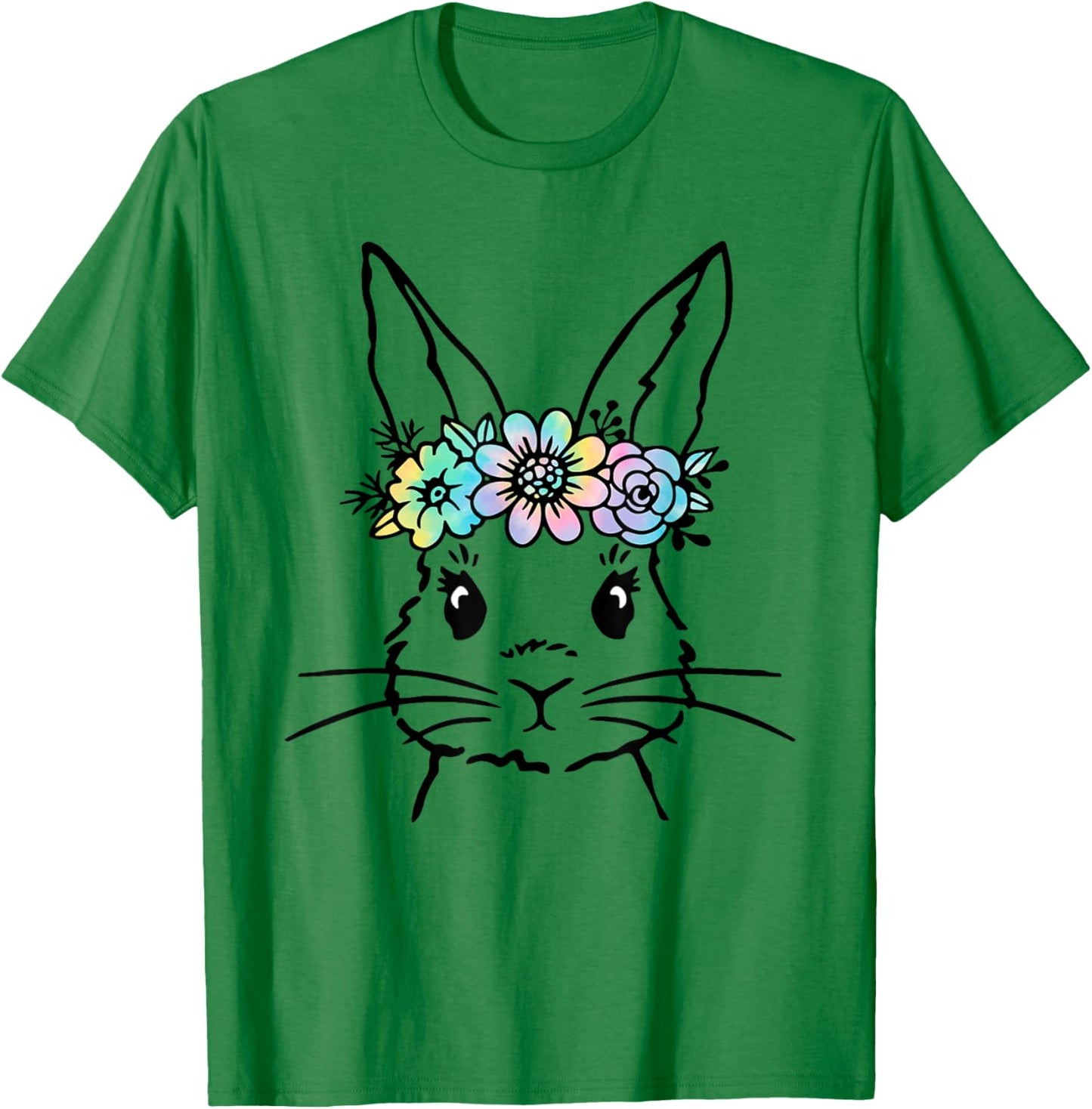 Cute Bunny Face Tie Dye Rabbit Easter Day Women Girls Kids T-Shirt - T-Shirt | Irish Green