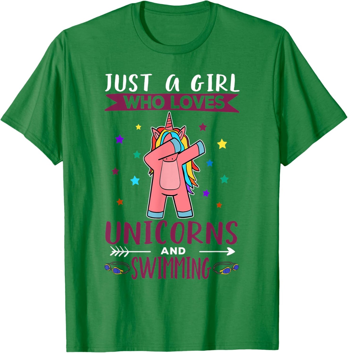Just A Girl Who Loves Unicorns And Swimming Unicorn T-Shirt - T-Shirt | Irish Green